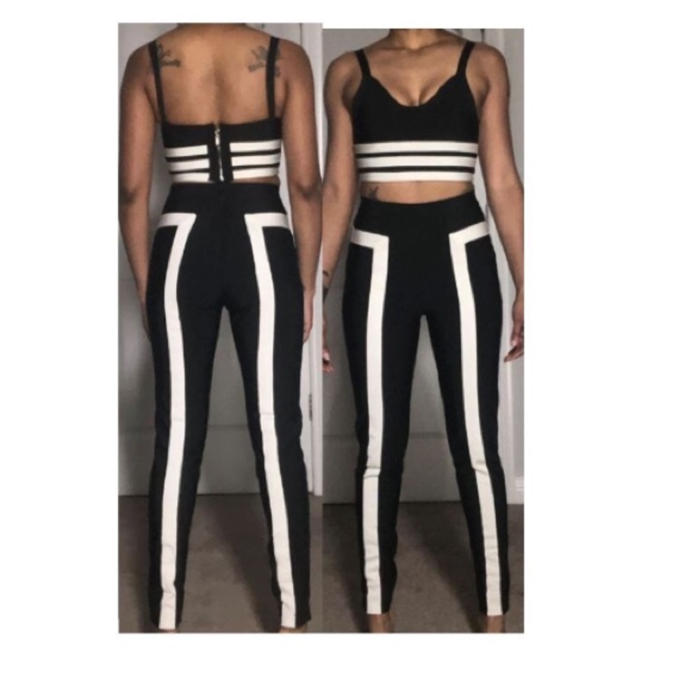 Black and white fashion nova 2 piece set night out